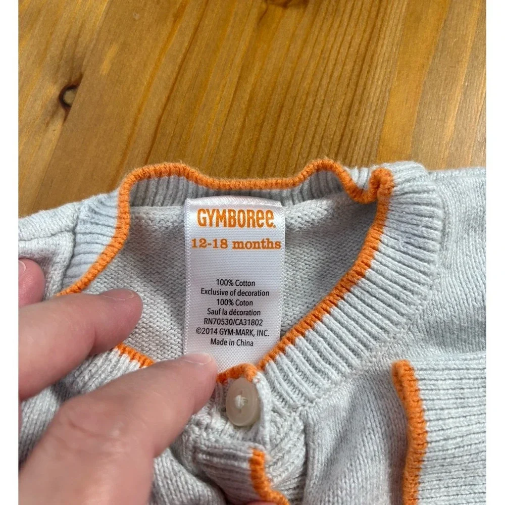 Vintage Gymboree Pumpkin Cardigan & Cat & Jack Muslin Pumpkin Romper Size 12-18M